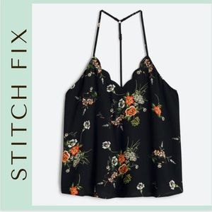 LIKE NEW Stitch Fix Floral Scalloped Neck Tank
